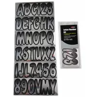 Letter and Number Label Set: 3 in Character Ht, Indoor/Outdoor, Non-Reflective, Proprietary, Die Cut (MPN GCHBKG200)