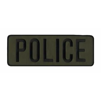 HEROS PRIDE Embroidered Patch: Police, 11 in x 4 in, Black/Olive, Polyester/Rayon - Embroidered Insignia