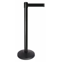QUEUEWAY Barrier Post with Belt: Black, No Pattern, No Legend, 10 ft Belt Lg, Black, 10 ft x 2 in (MPN QPLUS-33-B9)