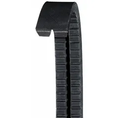 Banded V-belt with cogged construction for parallel drive applications. A trade size, 40° angle, 73 in effective length. Polyester reinforcing cord provides strength and flexibility. Suitable for power transmission on pumps, compressors, and conveyors.