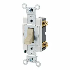 Single-pole toggle wall switch for basic on/off control of lighting or other loads in residential and commercial branch circuits. Maintained (non-momentary) operation. Rated 15 A at 120/277V AC. Non-illuminated, ivory finish. Manufacturer part number CSB1-15I.