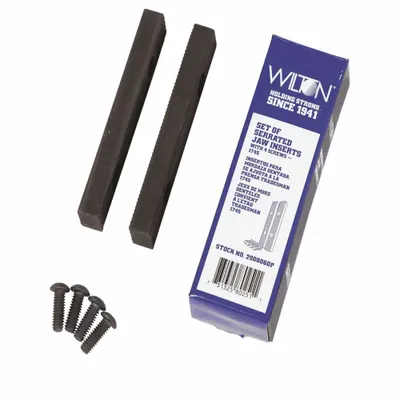 WILTON Serrated Vise Jaws: Steel, For 1 in Vise Jaw Wd - Screw-In Vise Jaw Caps