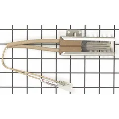 Replacement ignitor for Whirlpool gas ovens. Generates heat to ignite gas in the oven burner. Suitable for use in gas oven ignition systems.