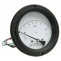 This medium and high operating pressure differential gauge with switch from the Series 120 features a 4 1/2 in dial, 1/4 in NPT female back connection, and a piston sensor. The 316 stainless steel housing provides corrosion resistance in demanding environments. Accuracy is ±3-2-3%. The integrated switch enables alarm or control output at a set point for monitoring differential pressure in hydraulic, pneumatic, and filtration systems