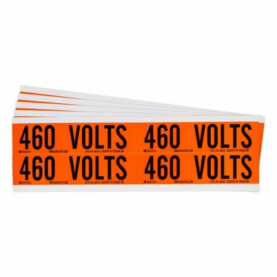 BRADY Self-Stick Vinyl Conduit and Voltage Markers, 460 Volts, 5 PK