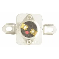 The WHIRLPOOL 8573028 is a high limit thermostat used in washing machines and dryers. It monitors internal temperature and opens the circuit to cut power if overheating occurs, helping to protect the appliance and reduce fire risk.