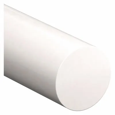 PET-P Rod: 1/2 in Dia, 12 in Lg, Opaque, Off-White, 10,500 psi Tensile Strength - Lubricant-Filled Polyester Rods & Discs