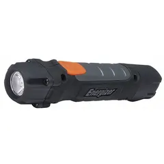 Portable flashlight with 300 lumens maximum output and 115-meter beam distance. Features two light outputs and a 6.5-hour run time at maximum brightness. Includes 2 AA batteries for immediate use. Suitable for general illumination tasks in maintenance, inspection, and outdoor settings.