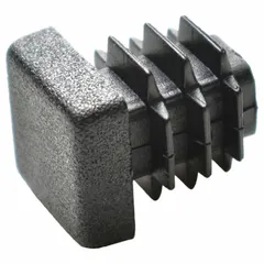 Plastic tube end plug designed to cap Ruland MT15 Square Hollow Tubes. Measures 12 mm in length, width, and height. No bracket hole. Used in sensor and conveyor rail mounting kits to seal tube ends, preventing debris ingress and providing a finished appearance in industrial automation and material handling systems.