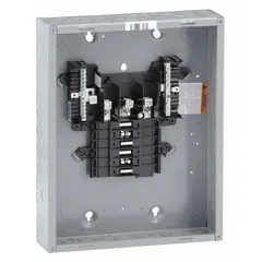 125A main lug load center for 208Y/120/240V AC, 3-phase indoor applications. Provides 12 spaces for branch circuits with a 65kA short-circuit current rating. Enclosure cover ordered separately. Suitable for use as a distribution panel where overcurrent protection is provided upstream.