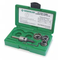 GREENLEE Hole Cutter Kit: 4 Pieces, 1/8 in Max. Cutting Dp, Carbide Tipped, 4 Teeth, 3 Hole Cutters (MPN 655)