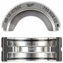 Crimping die set for copper cable lugs and splices, 750 kcmil to 750 kcmil. Designed for use with Milwaukee 2679-20 and 49-16-U111 crimpers. Suitable for heavy-duty electrical installations in industrial and utility applications.