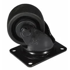 Black nylon caster designed as a replacement part for machine rollers. Used to support and move industrial equipment in material handling and assembly line applications.