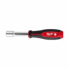 This pass-through nut driver features a HollowCore™ design that allows it to slide over long bolts or threaded rods. The magnetized tip holds hex nuts and fasteners securely during driving or removal. Suitable for industrial assembly, maintenance, and construction tasks requiring SAE hex fasteners.