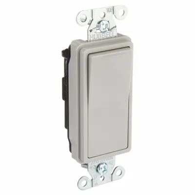 BRYANT Wall Switch: Rocker Switch, Single Pole, Maintained, Gray, 120/277V AC - Rocker Wall Switches
