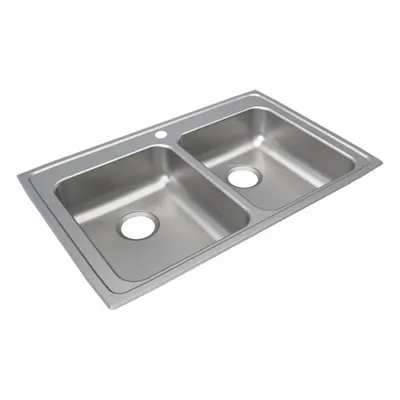 JUST MANUFACTURING Two-Bowl Counter-Mounted Kitchen & Bar Sink - Two-Bowl Counter-Mounted Kitchen & Bar Sinks without Faucets