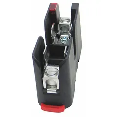 Single-pole open-block fuse holder for midget fuses rated 600 V AC. Features pressure-plate terminals for secure wire connections and non-indicating design. Suitable for use in control panels, power distribution, and equipment protection circuits.