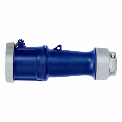 LEVITON Pin and Sleeve Connector: Blue, 250V AC, Three Phase, 100 A, 3 Pole, 4 Wire - Washdown-Rated Connectors