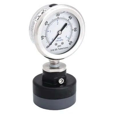 KODIAK KC301L2560/PLDS-PVC-T12 Dial Pressure Gauge with Thermoplastic Seal - Dial Pressure Gauges with Thermoplastic Seal