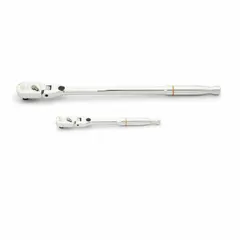 This set includes reversible pear-head flex-head ratchets with overall lengths from 7 inches to 13-1/2 inches. The 3° minimum arc swing enables use in confined spaces. Suitable for tightening and loosening fasteners in automotive, industrial, and mechanical applications.