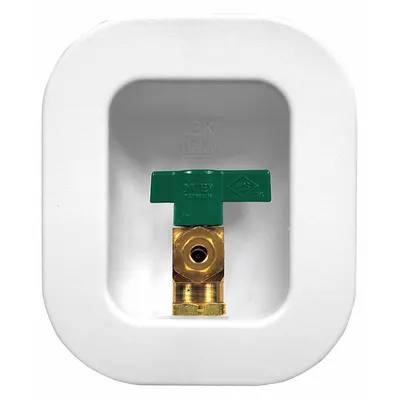 OATEY Outlet Box: PEX F1960, 1/4 in Turn, No Drain, 4.05 in Box Wd - Ice Maker Supply Valve Outlet Boxes