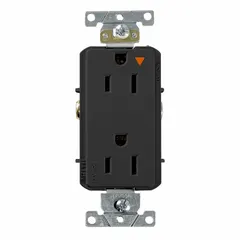 This duplex receptacle features an isolated ground design to reduce electrical noise for sensitive equipment. Rated 125V AC and 15A, with a 5-15R configuration. Suitable for general purpose use in commercial and industrial environments where clean power is required.