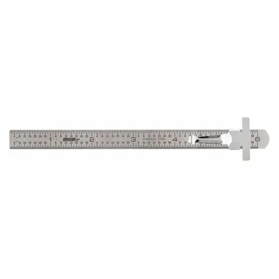 JOHNSON LEVEL Pocket Rule: 7202, 6 in, 0.02 in Thick, 1/64 in, Clear, Black, Semi-Flex - Stainless Steel Rulers