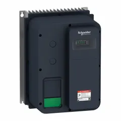 This compact variable frequency drive from the Schneider Altivar ATV320 series is designed for controlling the speed and torque of three-phase induction motors. It features three-phase output, a power rating of 3 hp, and is programmable without bypass. Suitable for industrial applications such as conveyors, pumps, fans, and compressors.