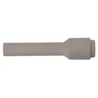 Standard nozzle for gas metal arc welding (GMAW) torches, directing shielding gas and protecting the torch components. Lava construction provides heat resistance. No. 4 size and X-Long length offer extended reach. Supplied in a 10-pack