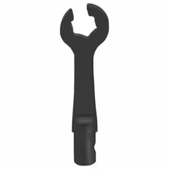 This 6-point flare nut torque wrench head is designed for SAE fasteners with a 1/4" drive size. It is used for tightening or loosening flare nuts in hydraulic, fuel, and brake line applications, providing precise torque control to prevent overtightening and damage to fittings.