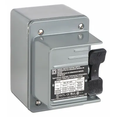 SQUARE D Manual Motor Switch: 2 Poles, 30 A, 4 NEMA Rating - Enclosed Manual Motor Switches