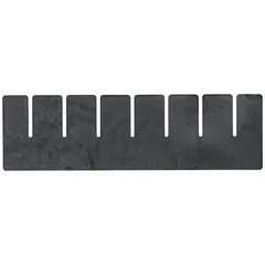 This black conductive plastic divider is designed for use in ESD divider boxes to organize and separate components. It measures 15-1/4 inches by 3 inches and helps dissipate static charges, protecting sensitive electronics from electrostatic discharge. Compatible with manufacturer model DG92035CO.