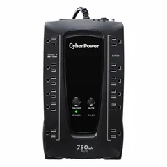 Single-phase line interactive UPS with 750 VA power rating. Provides voltage regulation and battery backup for connected equipment. Accepts 120 V AC input and delivers 120 V AC output via a 5-15P plug. Suitable for protecting computers, networking gear, and peripherals from power disturbances.