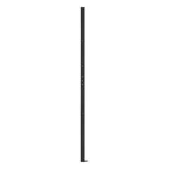 Vertical support component for quick-assemble welded-wire partition systems. Constructed from steel with a black powder-coated finish. Includes mounting hardware for integration with partition panels. Used in industrial facilities, warehouses, and manufacturing plants to create secure enclosures, storage cages, or safety barriers.