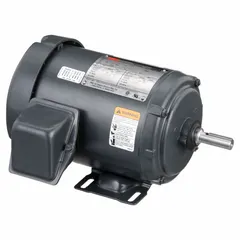 Totally enclosed fan-cooled (TEFC) 3-phase AC motor with rigid base mounting. Rated 1/2 hp, 230/460V AC, 1155 RPM at 60 Hz, full load current 3.0/1.5 A. Suitable for continuous operation in industrial applications such as pumps, fans, conveyors, and compressors.