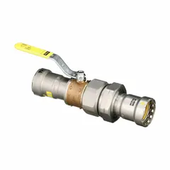 Bronze straight ball valve with locking lever handle for secure on/off flow control. Rated for 125 psi CWP. Suitable for commercial and industrial piping systems requiring tamper-resistant operation.