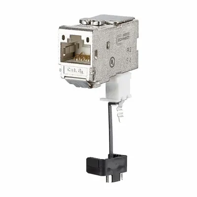 METZ CONNECT Module: Cat6A, Data/HDBaseT/Power, 8 Poles, Straight, Cable, Female Straight - Device-Side RJ45 Connectors & Couplers