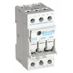 The MERSEN USFM10 is a 3-pole midget fuse block rated for 600 V AC. It features DIN rail mounting and screw termination, providing a secure connection for midget fuses in industrial control panels, motor control centers, and distribution boards.