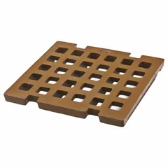 This Class A light-duty trench drain grate features a square-hole surface and measures 11-7/8 inches in overall width and length. It has a black Duco-coated finish. Suitable for pedestrian areas such as walkways, patios, and light commercial zones where low-traffic drainage is required.