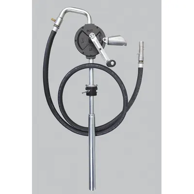 Dayton Hand Pump: Rotary Action, Pump with Hose & Nozzle, Cast Iron Housing - Rotary-Crank Drum Pumps
