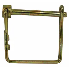 Square two-wire tab-lock pin with a snap design, 2.765 in overall length, 0.25 in wire diameter, and 2 49/64 in shank length. Supplied in a pack of 2. Used for securing hitches, linkages, and mechanical assemblies in industrial equipment.