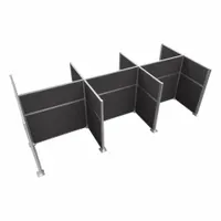 This modular cubicle wall system from VERSARE includes 9 charcoal gray fabric panels with an overall height of 72 inches and an adjustable overall width from 48 to 72 inches. The fabric panels provide sound absorption and visual privacy, suitable for creating partitions in open-plan offices, control rooms, and similar workspaces
