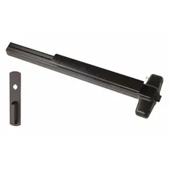 This VON DUPRIN mortise exit device features a touchbar style for smooth operation on doors up to 3 ft wide. Constructed in bronze, it includes a night latch outside trim and is ADA compliant. Suitable for commercial applications requiring reliable panic hardware for safe egress.