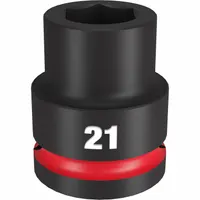MILWAUKEE Standard Impact Socket: 3/4 in Drive Size, Metric, 21 mm Socket Size, 6-Point, Std (MPN 49-66-6359)