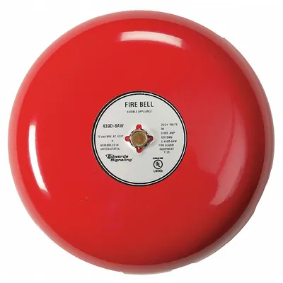 EDWARDS SIGNALING 439D-8AW-R Fire Alarm Bell, 24V DC, Red, 8 in Width - Fire Alarm Bells