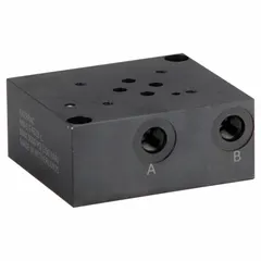 This ENERPAC valve manifold is designed for D03 NFPA-size directional control valves. Constructed from ductile iron with NPT port connections, it provides a mounting interface for hydraulic valve systems. Typical applications include industrial machinery and hydraulic power units requiring fluid distribution at pressures up to 5,000 psi.