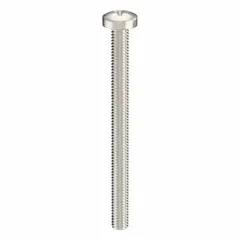 Pan head machine screws with Phillips drive, #2 drive size, and M4x0.70 thread. Made from 18-8 stainless steel with a plain finish. Each screw is 50 mm long. Supplied in a 25-pack. Commonly used in general assembly, electronics, and light machinery where a low-profile head and corrosion resistance are required.
