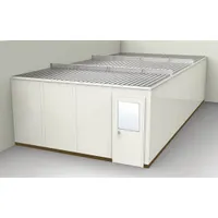 This 2-wall unassembled in-plant office measures 32 ft x 16 ft x 8 ft and is constructed with steel-covered drywall in beige. It provides a sound-isolated workspace with an STC 31 rating, suitable for use as a supervisory station, break room, or meeting area within industrial facilities