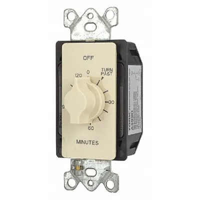 TORK Spring-Wound Timer: 2 hr Max, 10 min Min, SPDT, 125V AC, No Wall Plate Included - Spring-Wound Mechanical Timers without Wall Plates