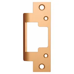 This bronze electric strike faceplate is designed for use with Series 8300 electric strikes. It measures 4 7/8 inches in height and 1 1/4 inches in width. Suitable for access control installations requiring a replacement or upgrade faceplate.